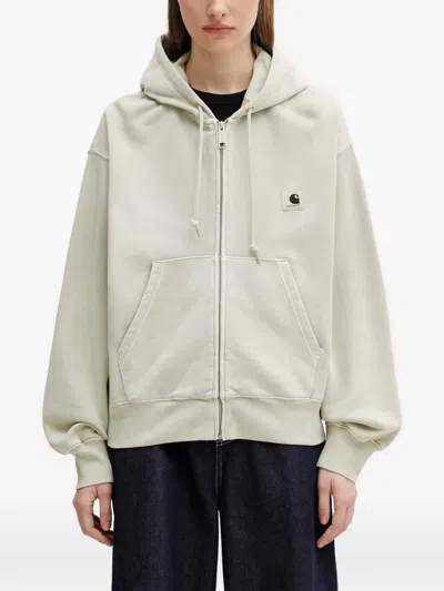 Carhartt Nelson Logo-patch Hoodie In Gray