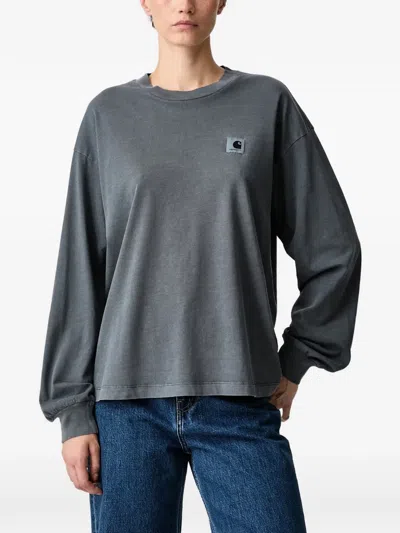 Carhartt Nelson Logo-patch Long-sleeve T-shirt In Gray