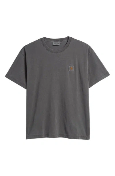 Carhartt Nelson Oversize Logo Patch T-shirt In Charcoal Garment Dye