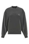 Carhartt Crew Neck Sweatshirt With Ribbed Cuffs And Hem In Gray