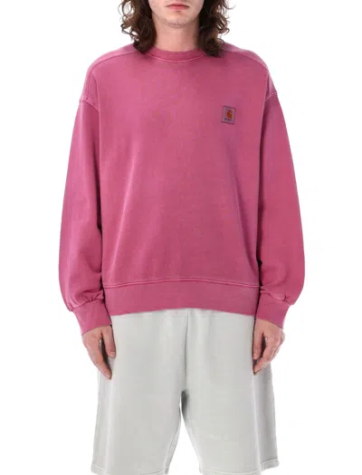 Carhartt Nelson Sweatshirt In Magenta Garment Dyed