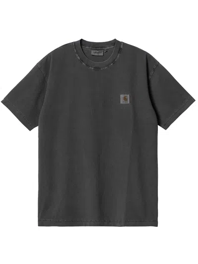 Carhartt Nelson T-shirt Men Charcoal  In Cotton In Black