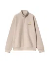 Carhartt Beige American Script Half Zip Sweatshirt In Neutral