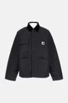 Carhartt Wip Alumni Chore Coat Jacket In Black Nylon In Black