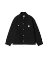 Carhartt Structured Short Coat With Button-up Front And Flap Pockets In Black