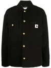 Carhartt Structured Short Coat With Button-up Front And Flap Pockets In Schwarz
