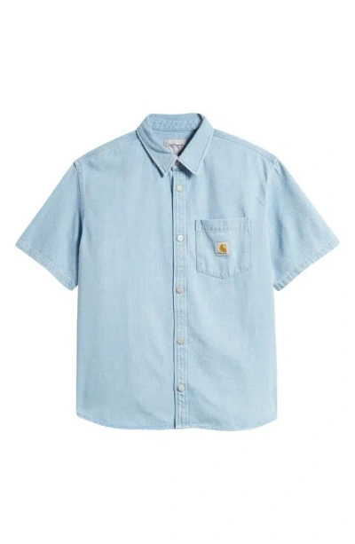 CARHARTT ODY SHORT SLEEVE DENIM BUTTON-UP SHIRT