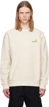 Carhartt Crewneck Sweatshirt In Cotton With Embroidered Logo In Beige