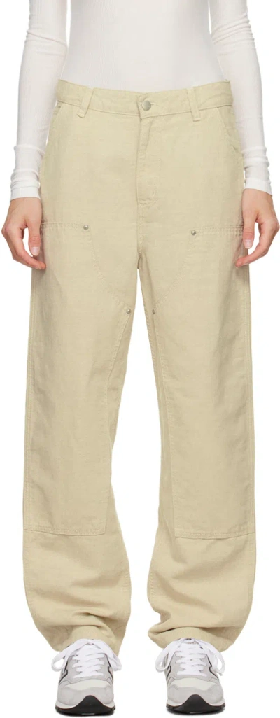 Carhartt Off-white Ethel Double Knee Trousers In Natural Rinsed