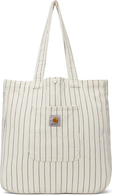 Carhartt Off-white Hendry Tote In 2rm02 Sstrwax/drknvy