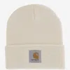 Carhartt Off White Logo Beanie Hat In Neutral