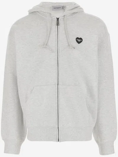 Carhartt Off White Logo Patch Sweatshirt In Grey