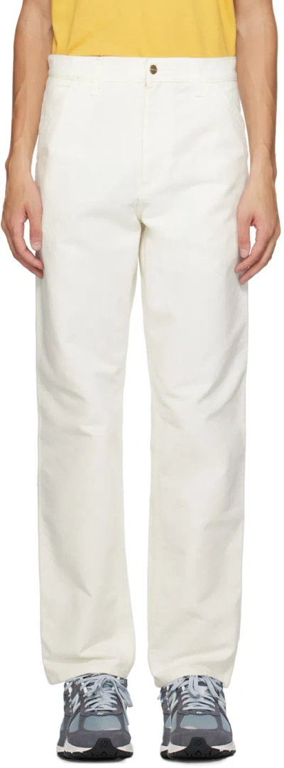 Carhartt Off-white Single Knee Trousers In 02 D6 Wax