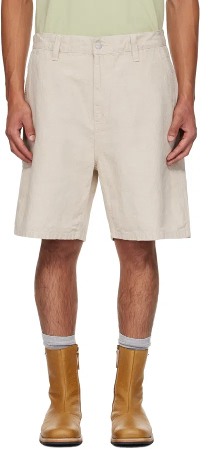 Carhartt Off-white Walter Single Knee Shorts In Neutral