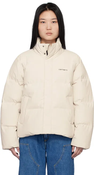 Carhartt Off-white Yanie Down Jacket In Moonbeam / Black