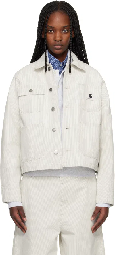 Carhartt Off-white Mercer Stripe Denim Chore Jacket In Neutral