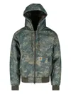 Carhartt Hooded Camouflage Jacket With Ribbed Cuffs And Hem In Green