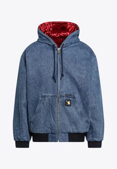 CARHARTT OG ACTIVE DENIM ZIP-UP HOODED SWEATSHIRT