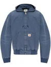 Carhartt Active Jacket With Ribbed Cuffs And Hood In Blue