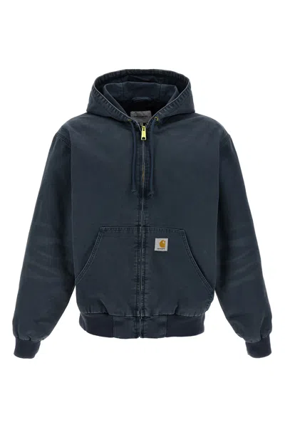 Carhartt Adjustable Hood Logo Patch Jacket In Blue