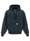 Carhartt Adjustable Hood Logo Patch Jacket In Blue