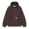 Carhartt Padded Hooded Jacket With Drawstring And Zipper Closure In Brown