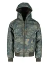 Carhartt Hooded Camouflage Jacket With Ribbed Cuffs And Hem In Green