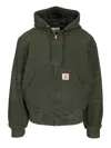 Carhartt Hooded Blazer With Front Pockets And Ribbed Cuffs In Green