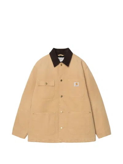 Carhartt Og Chore Corduroy-collar Canvas Jacket In Neutral