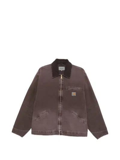 Carhartt Heavy-duty Dearborn Canvas Jacket With Adjustable Cuffs In Black