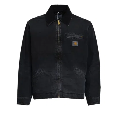 Carhartt Og Detroit Jacket In Heavy Dearborn Canvas In Black