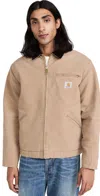 Carhartt Og Detroit Jacket Peanut/black (aged Canvas) In Brown