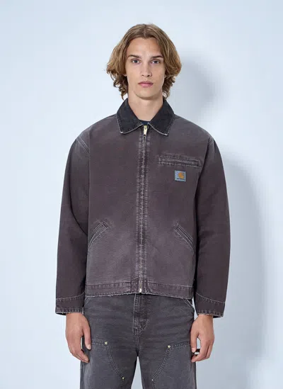 Carhartt Og Detroit Jacket Corduroy Collar Canvas In Black