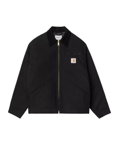 Carhartt Og Detroit Logo-patch Zip-up Shirt Jacket In Black