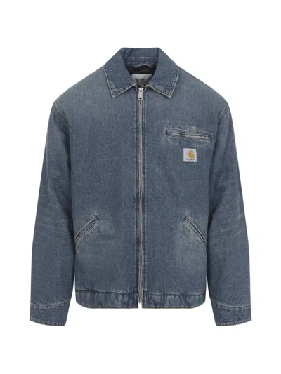 Carhartt Detroit Denim Jacket Point Collar Buttoned Cuffs In Blue