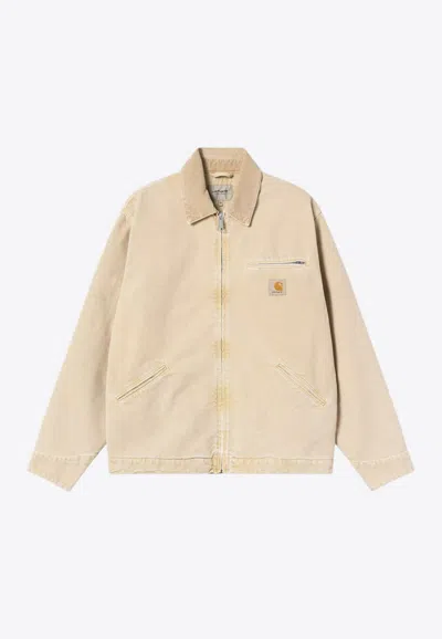Carhartt Og Detroit Zip-up Denim Jacket In Sand