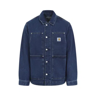Carhartt Og Double Front Blue Organic Cotton Jacket In Brown