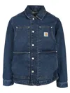 Carhartt Logo Double Front Denim Jacket In Blue