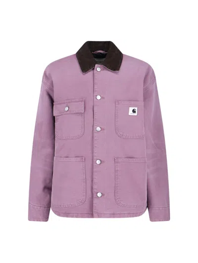 Carhartt Casual Jacket With Contrast Collar And Pockets In Purple