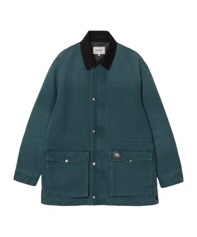 Carhartt Og Santa Fe Coat In Deep Lagoon/black