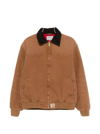 Carhartt Og Santa Fe Zip Corduroy-collar Jacket In Brown
