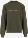 Carhartt Cotton Crewneck Sweatshirt In Military Green With Logo