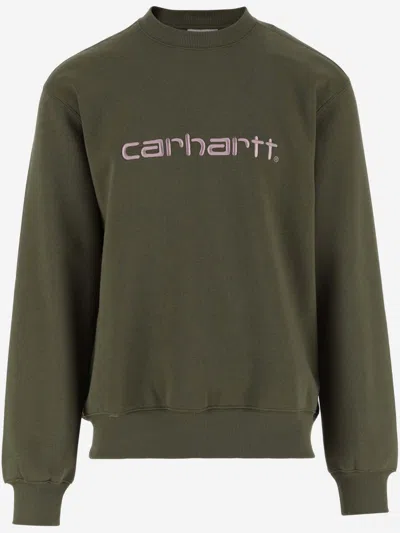 CARHARTT OLIVE COTTON LOGO SWEATSHIRT