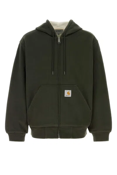 CARHARTT OLIVE GREEN COTTON BLEND ACTIVE SWEAT JACKET