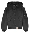 Carhartt Water-repellent Nylon Bomber Jacket With Adjustable Hood In Black
