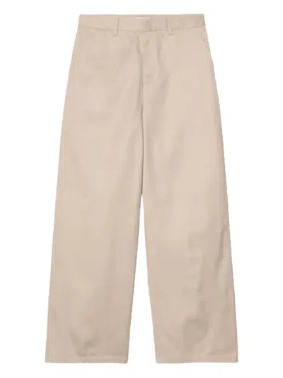 Carhartt Omak Logo-patch Trousers In Neutral