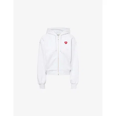Carhartt Omens Ash Heather Heart Embroidered-patch Cotton Hoody
