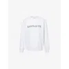 Carhartt Omens Ash Hthr / Vlvt Grn  Logo-embroidered Cotton Sweatshirt Xs In White