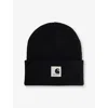 Carhartt Omens Black Ashley Brand-patch Knitted Beanie In Black