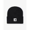 Carhartt Omens Black Ashley Logo-patch Knitted Beanie In Black